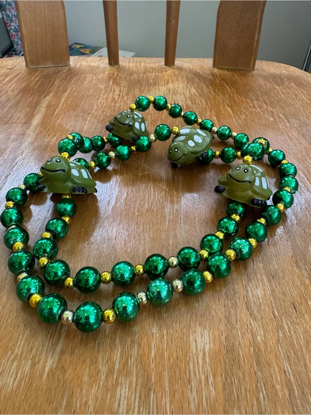 Turtle Beaded Necklace. 18 inches Long.